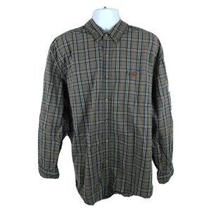 Carhartt Shirt Men's Size 2XL Button Up Front Brown Plaid Construction Foreman